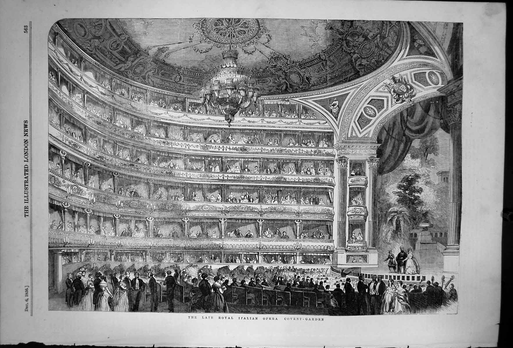 Old The Late Royal Italian Opera Covent Garden London Galleries 1856 Victorian