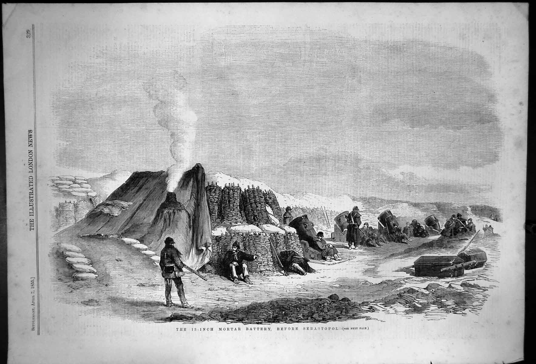 Antique Print The 13-Inch Mortar Battery Before Sebastopol Siers Rifle 1855