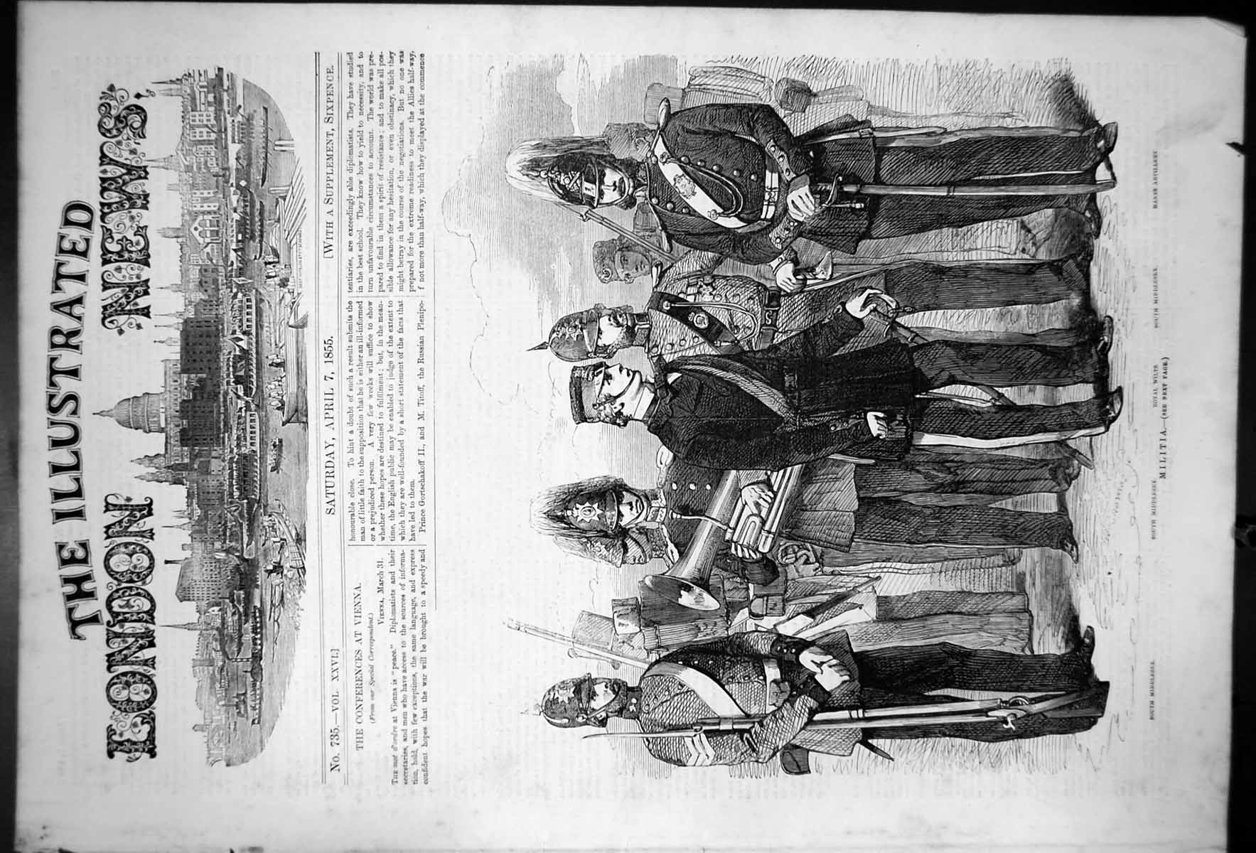 Old Print Conferences At Vienna Militia Middlesex Hants Royal Wilts 1855 19th