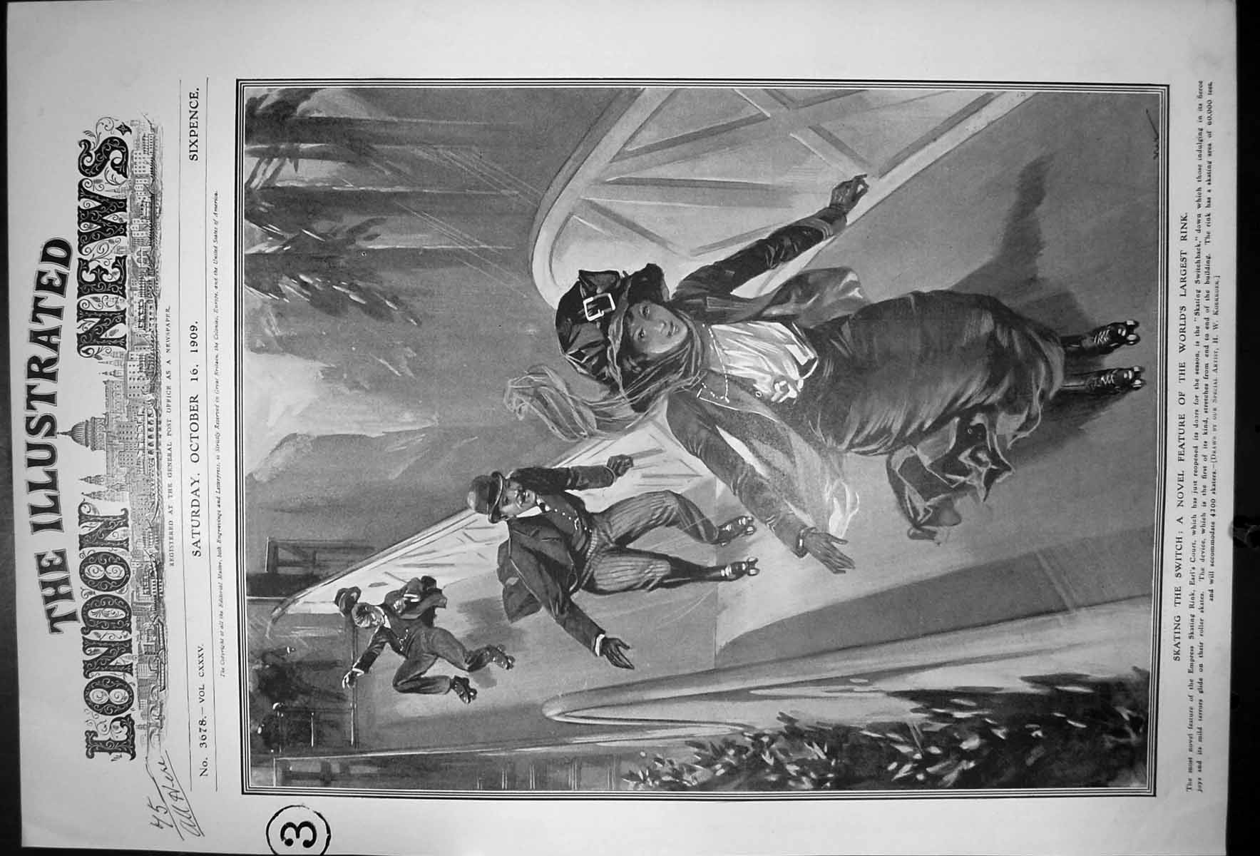 Antique Old Print Skating Switch Novel Feature The Worlds Largest Rink 1909