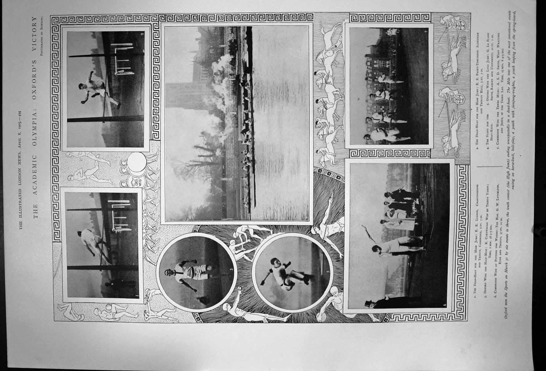 Antique Old Print The Academic Olympia Oxfords Victory Photos Boat-Race 1905