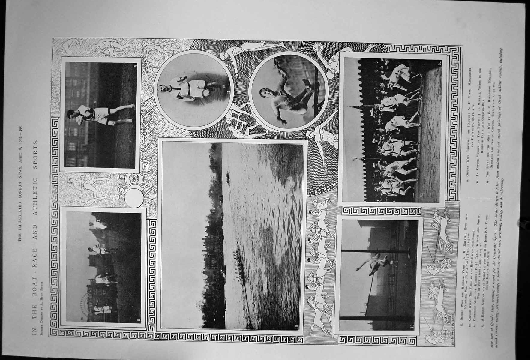 Antique Print In The Boat Race Olympic Sports Hundred Yards High-Jump 1905 20th
