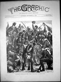 Original Old Antique Print Siers Examining First Captured Mitrailleuse 1870