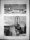 Original Old Antique Print German Tricolour Valerien Moltke Big Gun 1871 19th