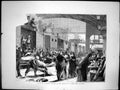 Original Old Antique Print Railway Station Arrival Train Wounded Siers 1870