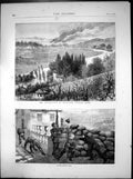 Old Antique Print Battlefield Champigny Paris Bo-Peep Before Paris 1870 19th