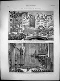 Antique Old Print King Queen Amsterdam Muntsluis Nieuwe Kerk Reception 1874