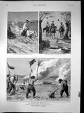 Old Antique Print Itaque Gauchos Uruquay River Hides Battle Paysandu 1892 19th