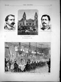Antique Old Print Banquet Alabama Arbitrators Gutierrez Brothers Lima 1872 19th