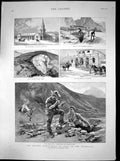 Old Antique Print GDiscovery Transvaal Shaft Quarry Sheba Barberton 1887 19th