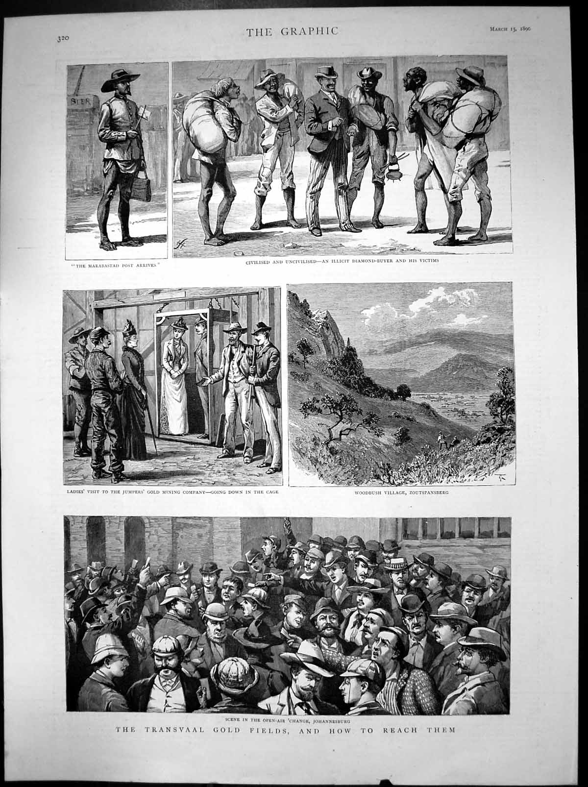 Original Old Antique Print Trasvaal GFields Woodbush Zoutspansberg 1890 19th