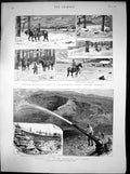 Antique Old Print Deer Kootney British Columbia Hydraulicing Transvaal1889 19th