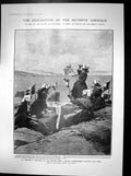 Original Old Antique Print Breton Fisherwomen Saluting British Ships Brest 1905