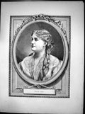 Old Antique Print Portrait Mdlle Sessi Young Lady Long Hair In Pleat 1870 19th