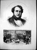 Antique Print Sir Michael Costa Bivouac National Guards Vendome Paris 1871 19th