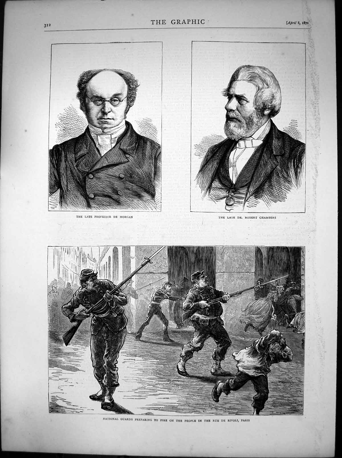 Antique Print Guards Fire Rue De Rivoli Paris PrDe Morgan Dr Chambers 1871 19th