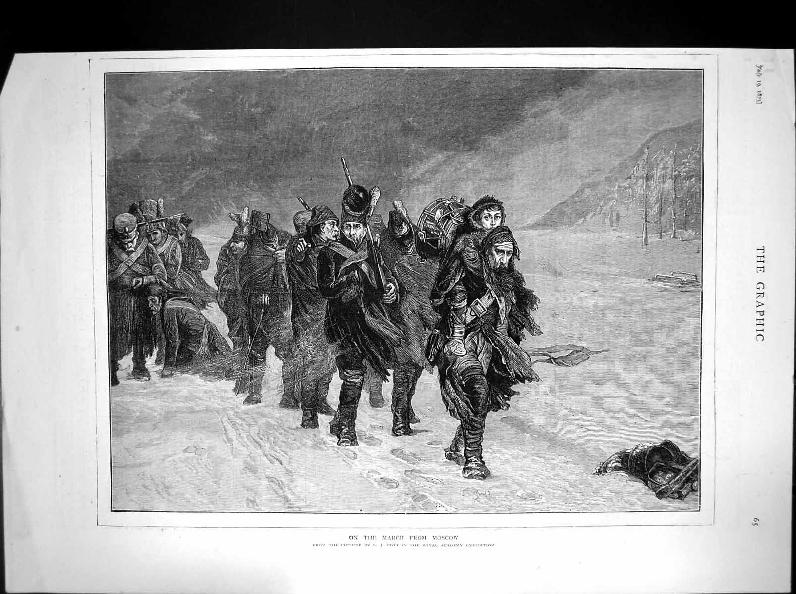 Old Antique Print On March From Moscow Siers Lj Pott Royal Academy 1873 19th