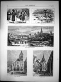 Antique Print St Denis Paris Dreux Prussian Grave Autun Garibaldis Hq 1870 19th