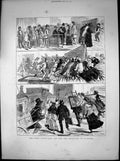 Original Old Antique Print Paris Salon Last Day Reception Pictures 1872 19th