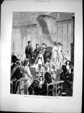 Original Old Antique Print Crowning Rosiere Nanterne Near Paris 1872 Victorian