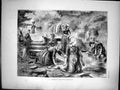 Original Old Antique Print French Washing Ground Scrubbing Clothes 1870 19th