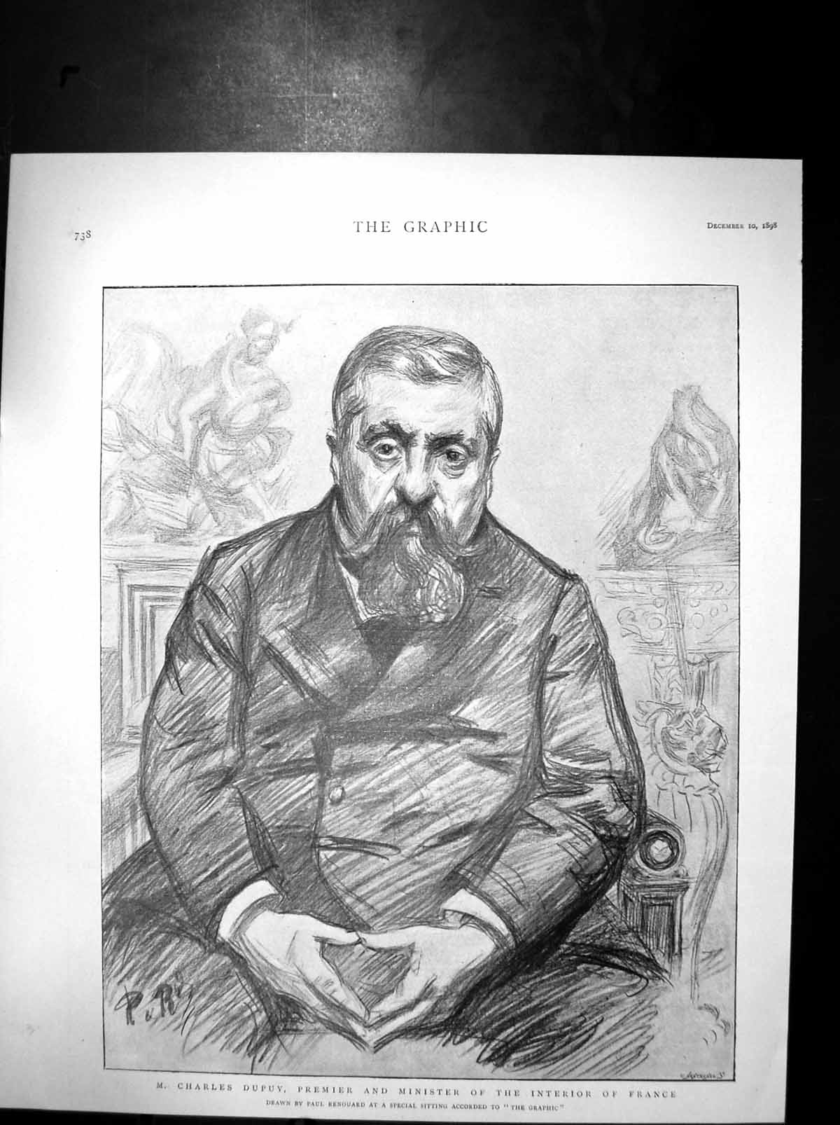 Old Antique Print M Charles Dupuy Premier Minister Interior France 1898 19th