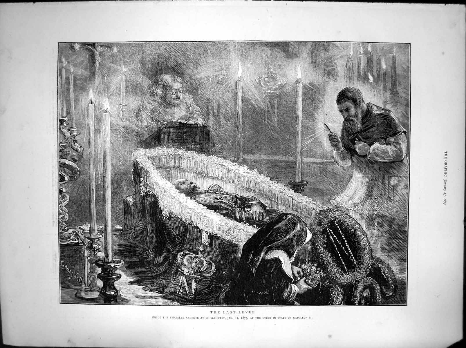 Antique Print Last Levee Napolean 111 Lying In State Chapelle Ardente 1873