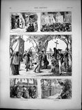 Antique Print Pilgrim Paray Le Mondial Church Shrine Grove Apparition 1873 19th