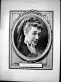 Original Old Antique Print H I M Eugenie Ex Empress French Portrait 1873 19th