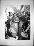Original Old Antique Print Women Paris Officer Playing Drums 1871 Victorian