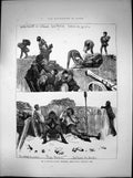 Antique Old Print Battery Gamins Repairing Embrasure Moments Rest Paris 1871