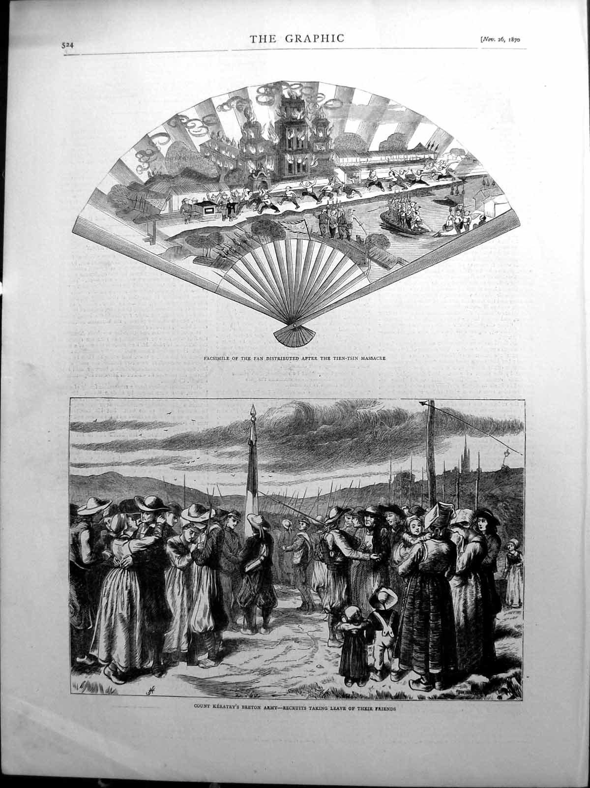 Old Fan Distributed Tien Tsin Massacre Count Keratrys Breton Army 187 Victorian