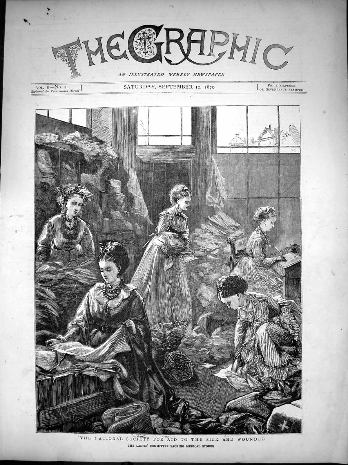 Old National Society Aid Sick Wounded Ladies Packing Medical Stores