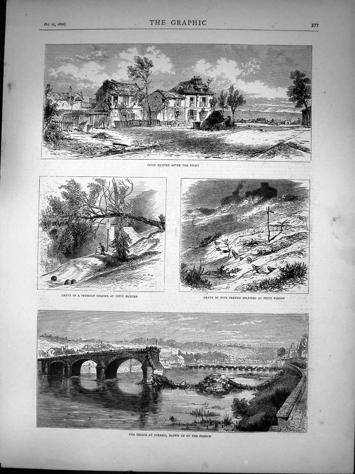 Old Bridge Corbeil Blown Up French Petit Bicetre After Fight Graves