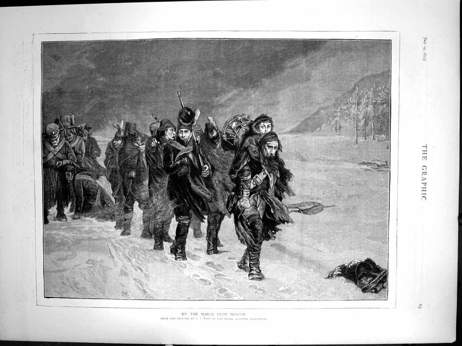 Original Old Antique Print On March From Moscow L J Pott Siers Drum 1873 19th