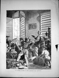 Original Old Antique Print Marche Couvert Metz Siers Buying Provisions 1870