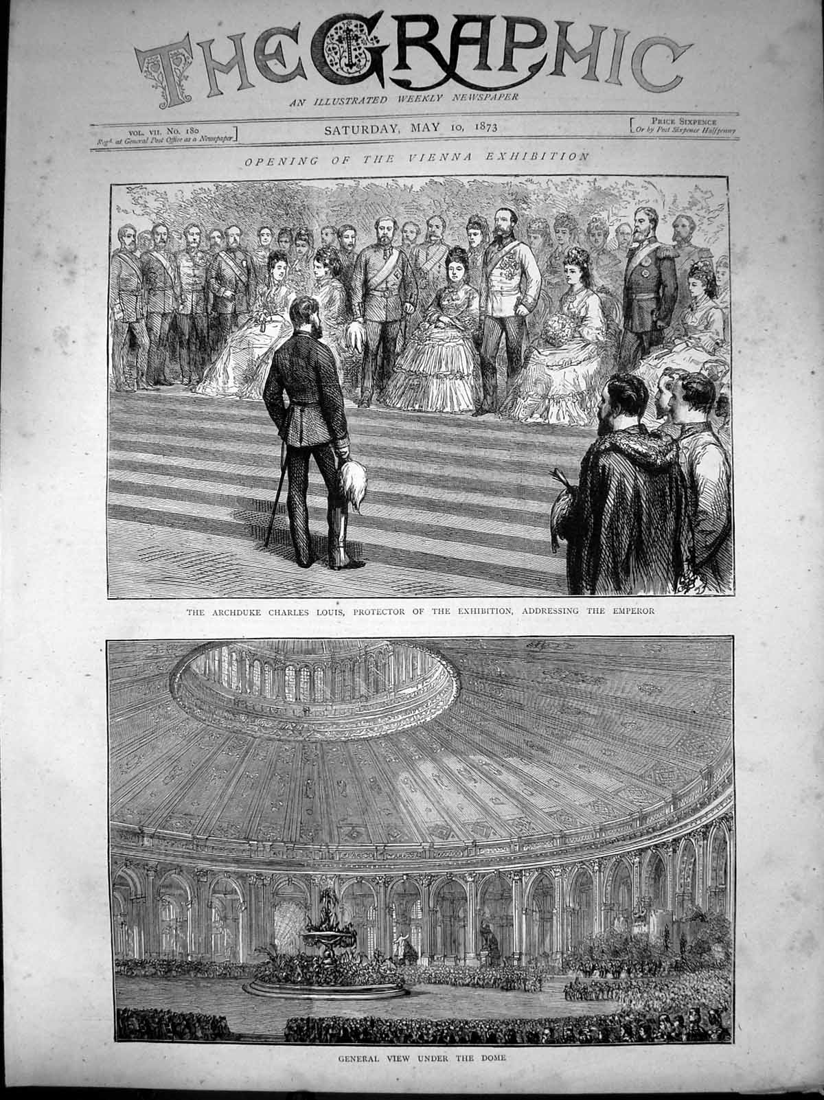 Old Opening Vienna Exhibition Archduke Charles Louis Addressing 1873 Victorian