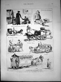 Old Print Vienna Greeks Selling Crosses Street Omnibus Cafe Melange 1873 19th