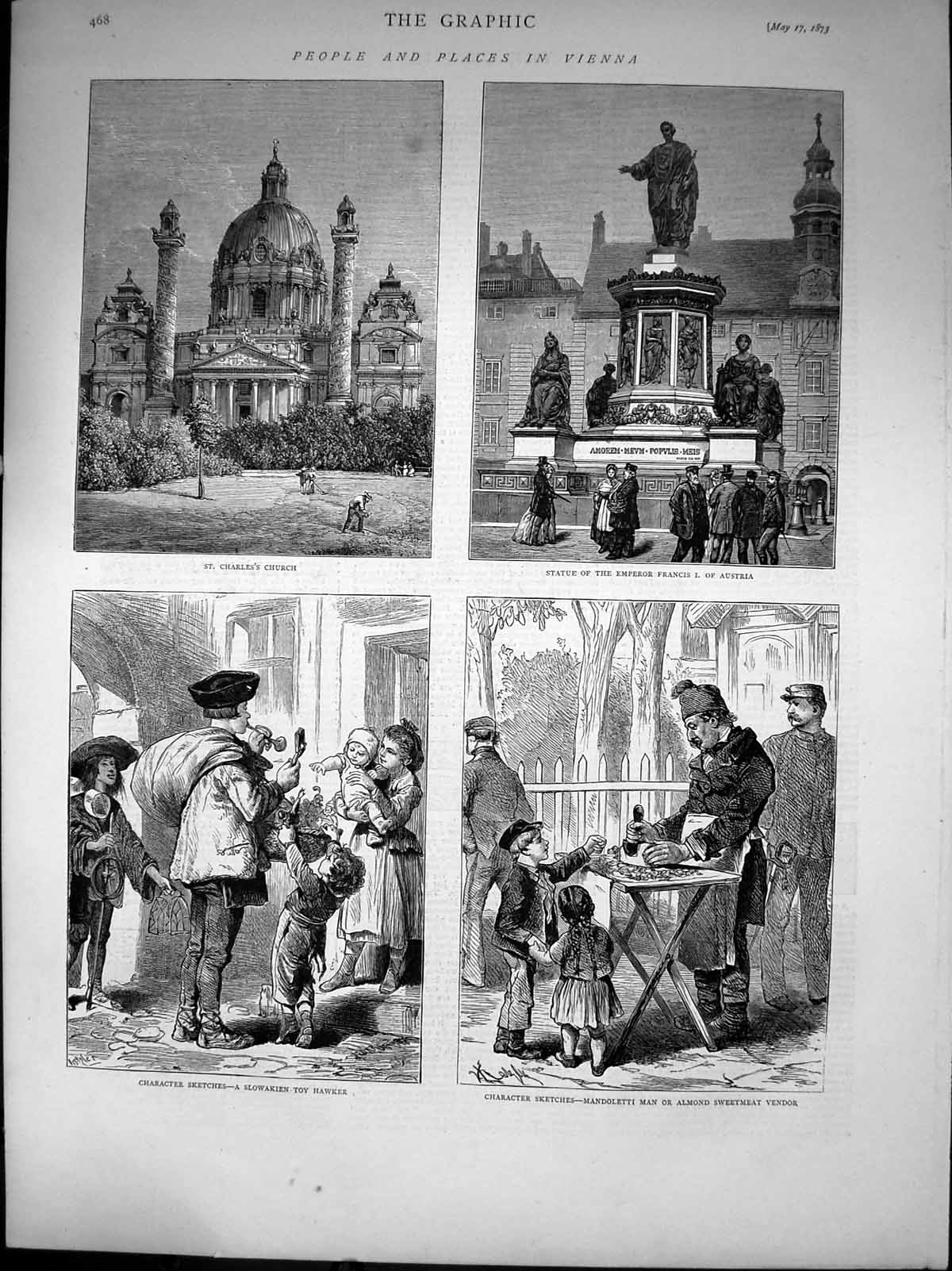 Old Vienna St Charless Church Statue Emperor Francis Mandoletti Man18 Victorian