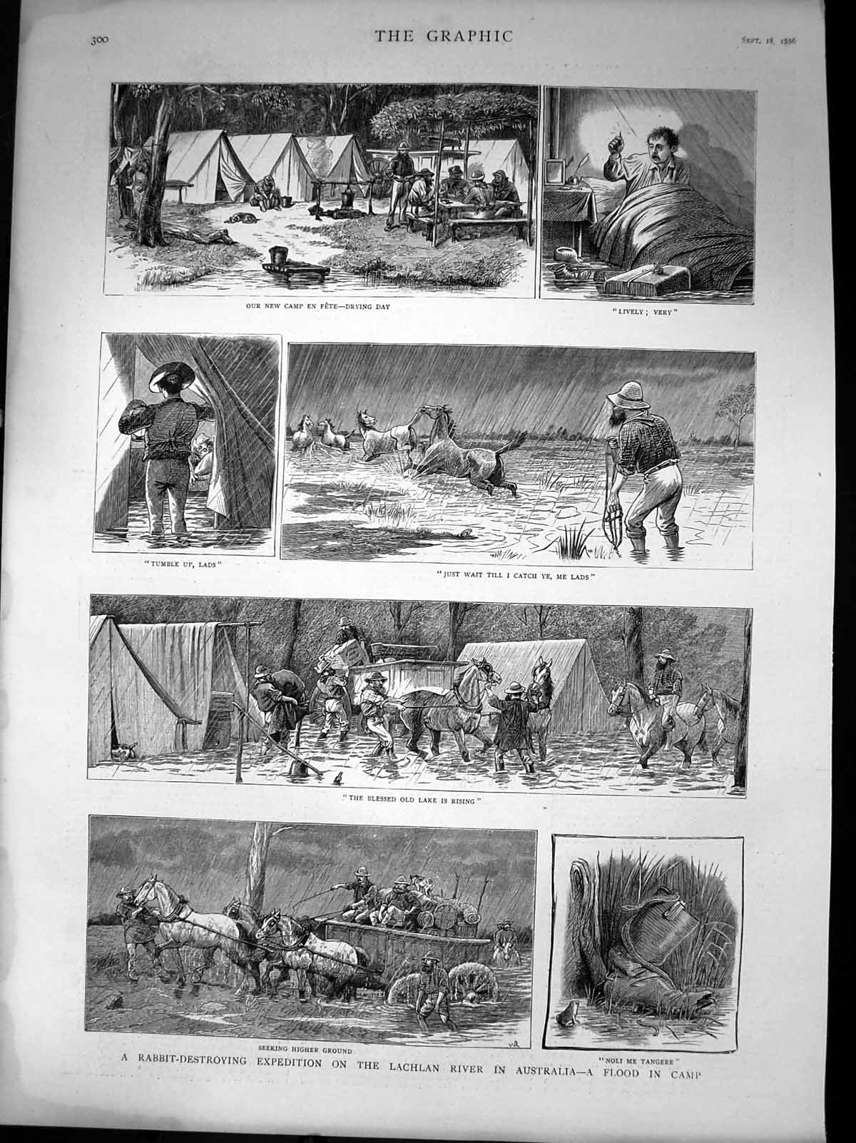 Old Expedition Lachlan River Australia Flood Camp Higher Ground 1886 Victorian