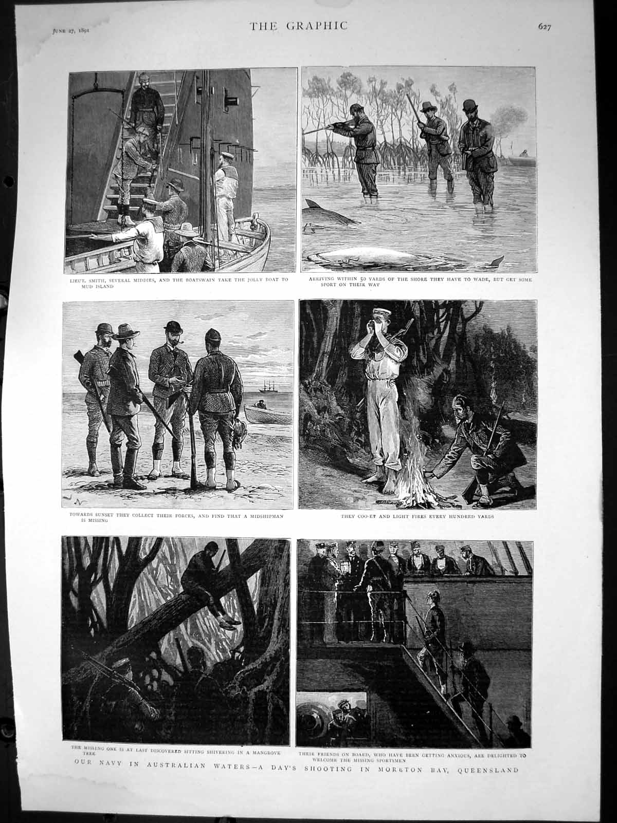 Old Navy Australian Waters Days Shooting Moreton Bay Queensland 1891 Victorian