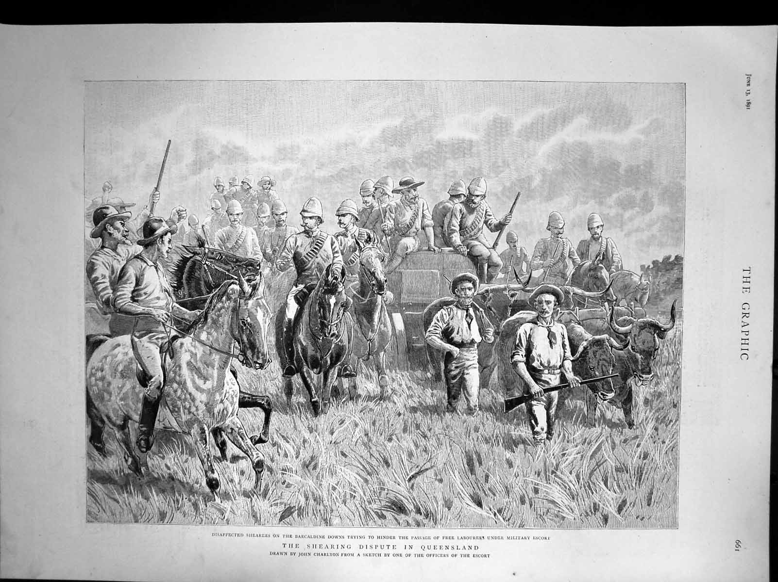 Old Print Shearing Dispute Queensland Shearers Hinder Free Labourers 1891 19th