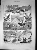 Antique Print Sport Work South Australia Sheep Mustering Euro Hunting 1882 19th