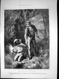 Antique Print Harry Heathcote Gangoil Jacko Ground Lighted Match Hand 1873 19th