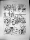 Old Print With West Indian Mails On Road Barbadian Belle Hero Valet 1887 19th