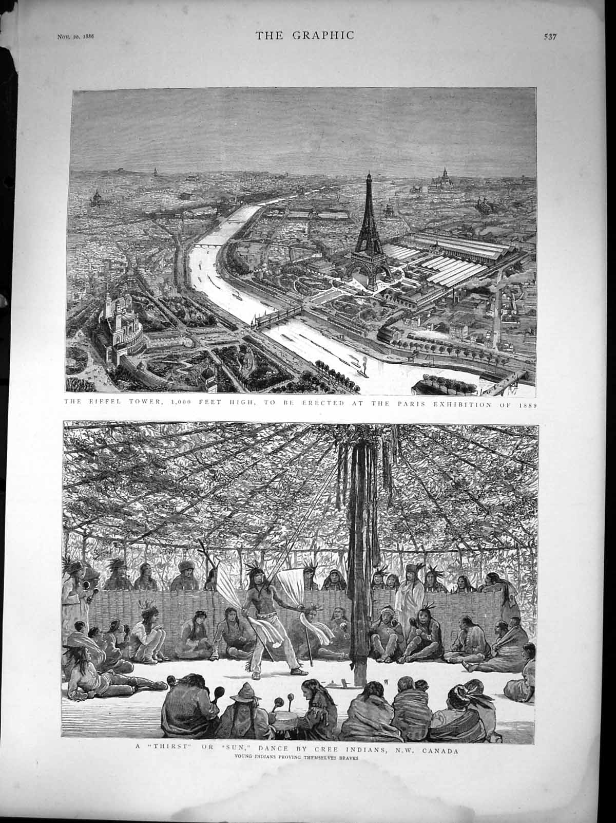 Old Eiffel Tower To Be Erected Thirst Sun Dance Cree Indians Canada