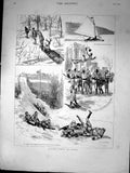 Old Winter Sports Canada Ice Yachting St Lawrence Toboggan Slide 1887 Victorian