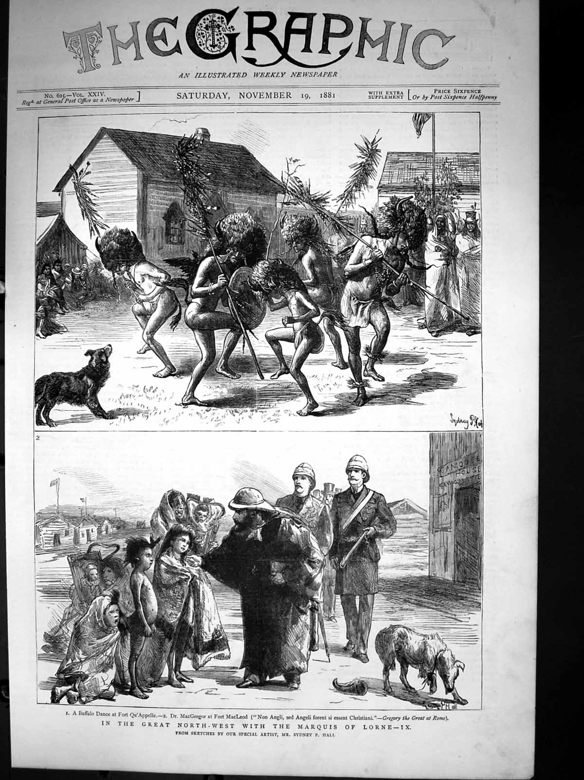 Antique Old Print Great North West With Marquis Lorne Dr Macgregor Fort 1881