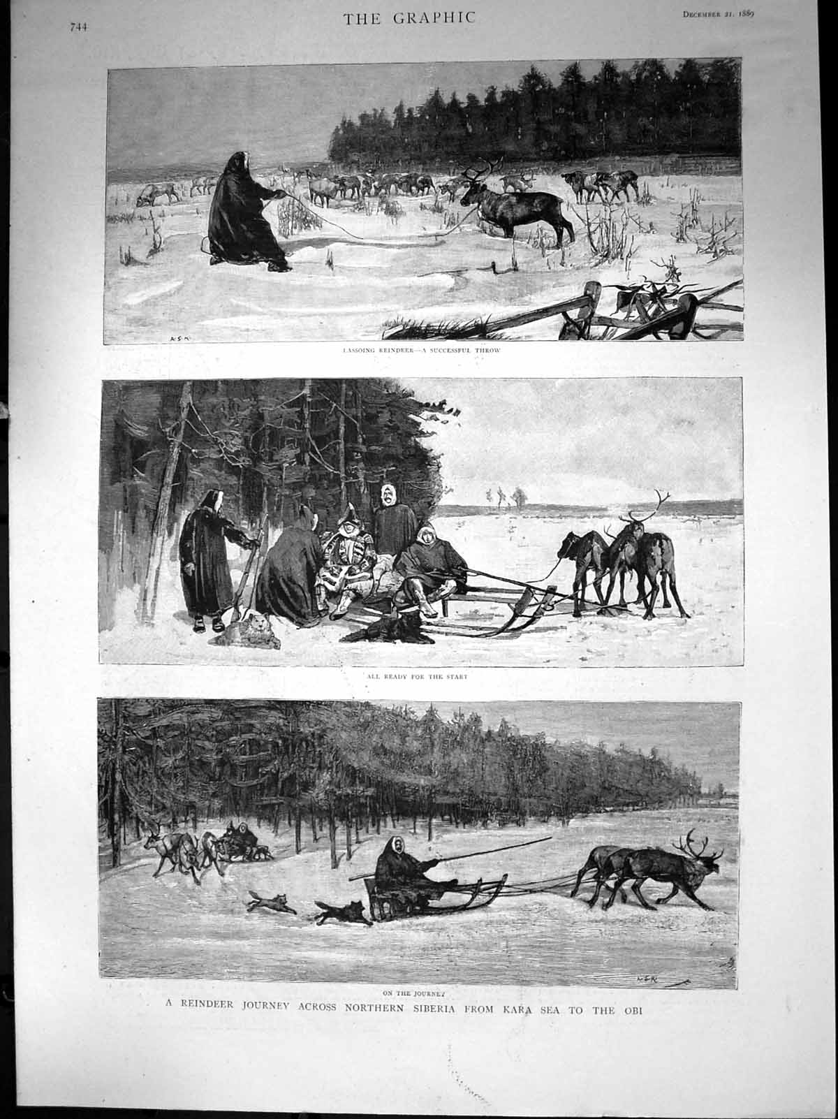 Old Reindeer Journey Across Northern Siberia Kara Sea Obi Sledge 1889 Victorian