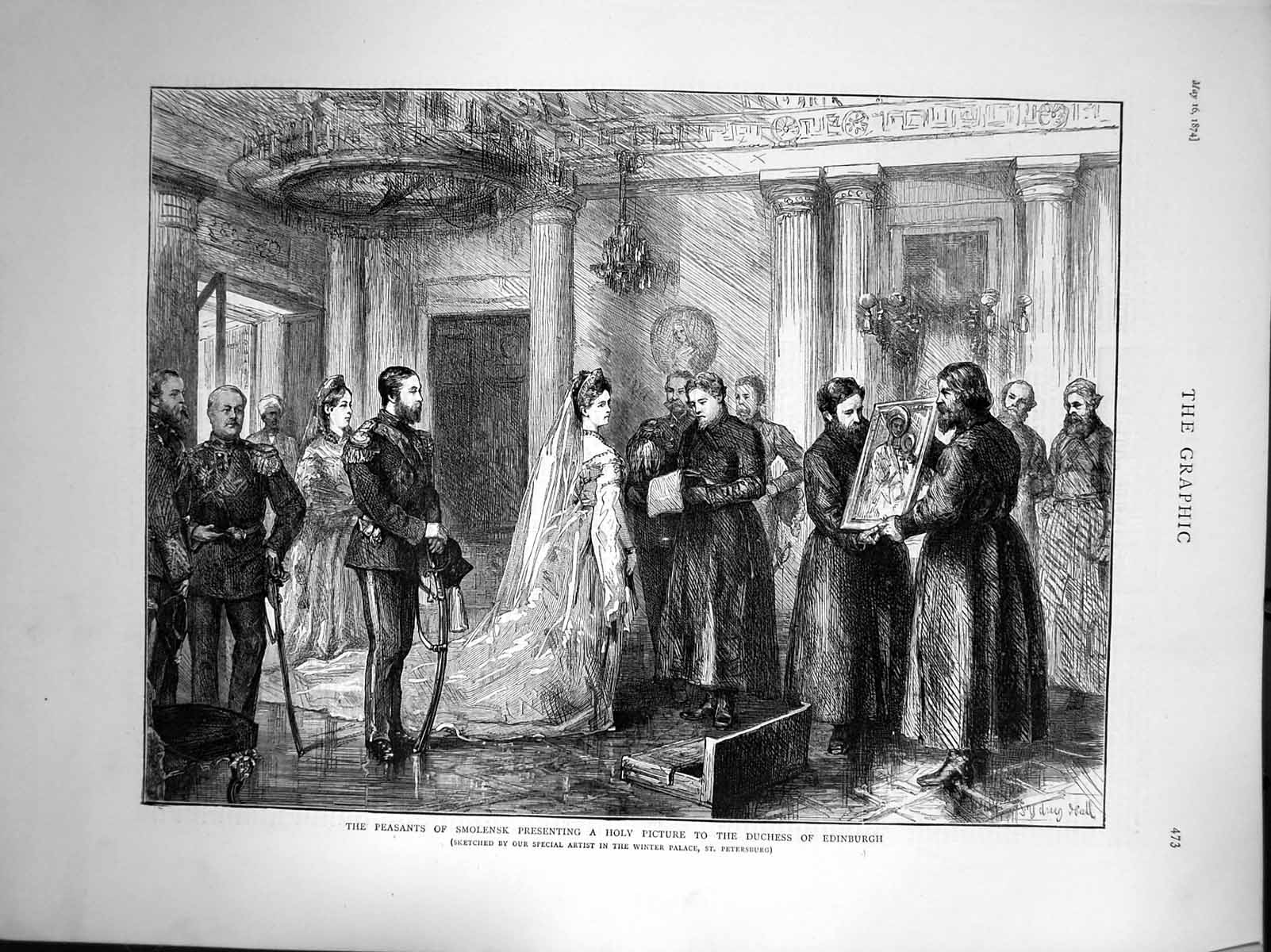 Old Peasants Smolensk Presenting Holy Picture Duchess Edinburgh 1874 Victorian